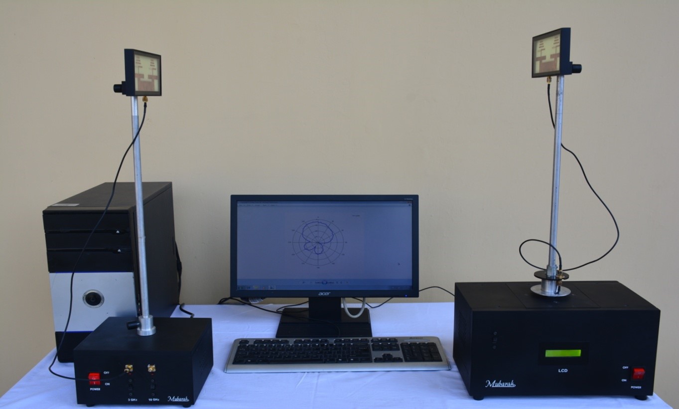 Antenna Training and Measuring System with two RF sources ( 1 GHz and 3 GHz ).