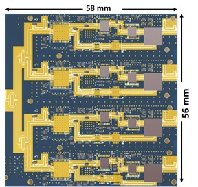 Figure 2: Quad-channel TR Module (QTRM) layout including 1-to-4 divider