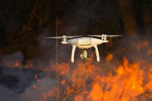 Quadcopter being used for fire fighting