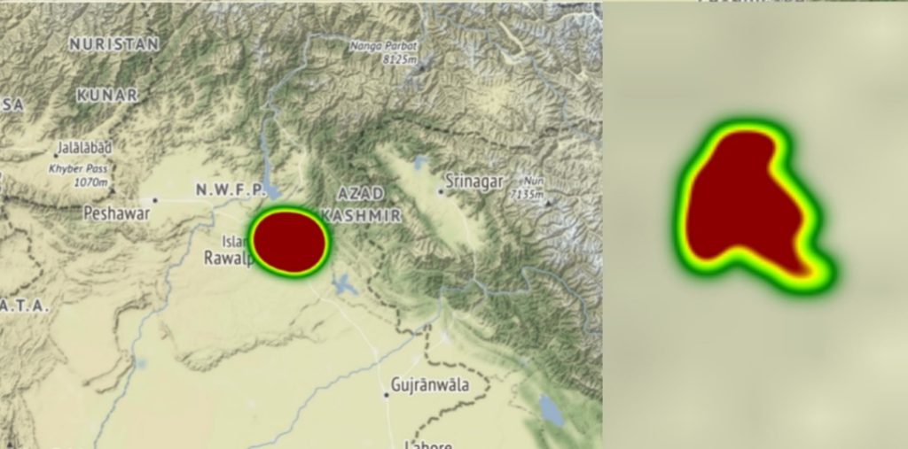 Figure 4: Web portal displaying heat map of the selected region