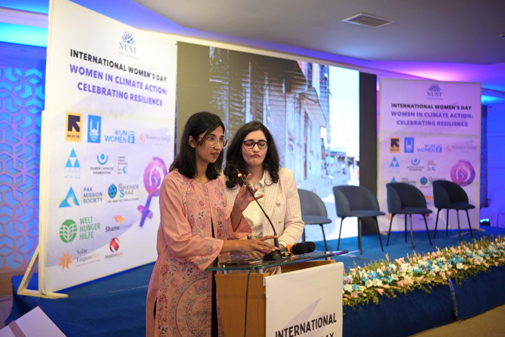 Figure 1: Ms. Abeera Babar (Tameer-e-Khalaq Foundation) and Ms. Ameera Adil (Head of Sustainability, NUST) opened the event with cordial welcome remarks