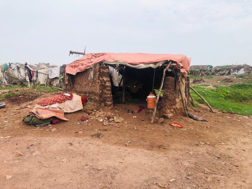 Figure 1: A mud shelter of a refugee family in Islamabad showing lack of privacy, poor sanitation, limited access to essential services, and vulnerability to weather conditions and health hazards