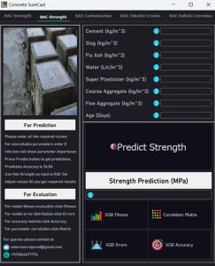 Figure 2: Strength and durability prediction application interface