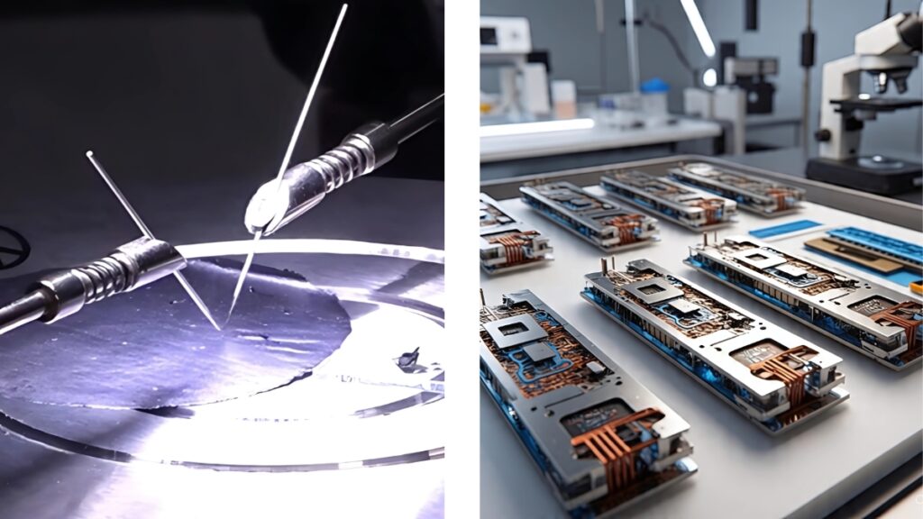 Figure 1: Lab-scale free-standing memory device for proof-of-concept (left) and industrial scale memory devices (right)