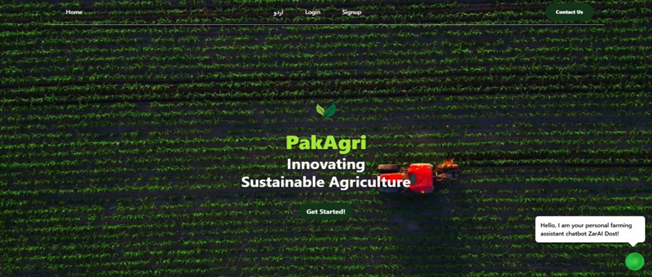 Figure 2: PakAgri Website Landing Page