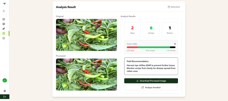 Figure 6: Chilli Yield Estimation Page