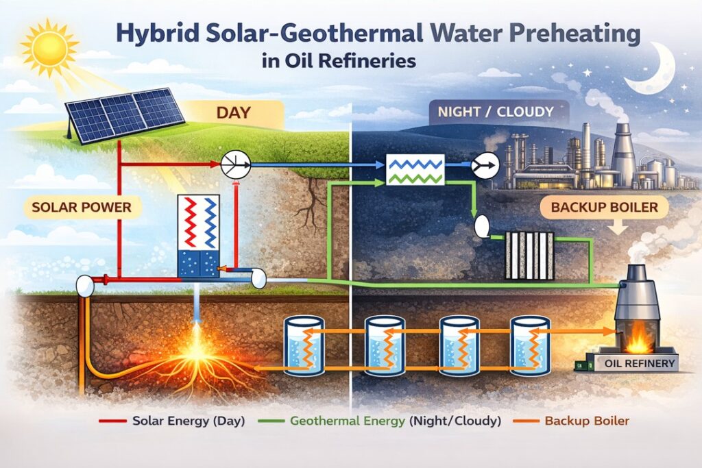 Figure 2: Process flow diagram of hybrid heating system for heavy refineries